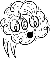 Hand-drawn speed clouds and anime doodle line elements vector. Includes dynamic manga motion shapes, expressive comic effects, explosion bursts, and emotional speech bubbles with WOW, BAM, OOPS 