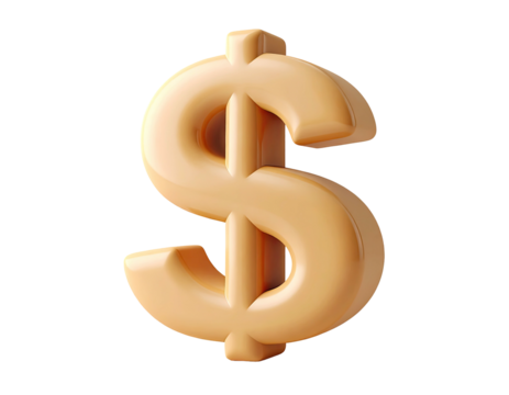 3D rendered golden-tan dollar sign
