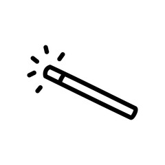 Isolated Line Art Illustration of a Magic Wand with Glowing Effect on Transparent Background Ideal for Circus Themed Designs
