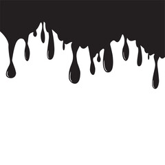 Glitter slime dripping on background. Dirty water with blobs. Abstract monochrome design, black liquid on white background.