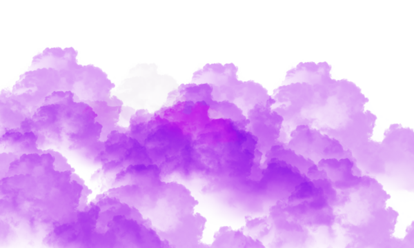 Abstract swirling purple and gray smoke clouds against a black background