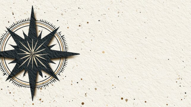 Compass rose illustration on textured background for navigation and exploration