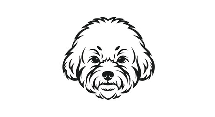 Black and white poodle dog head tribal art portrait