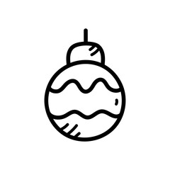 Line Art of Christmas Ornament with Wavy Lines and Simple Design on Transparent Background