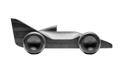 Dark gray/black wooden toy race car profile