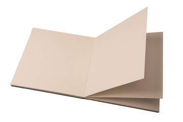 Open notebook with blank pages isolated on a white background.