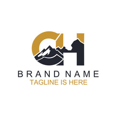 Initial C H Logo Design For Mining Company