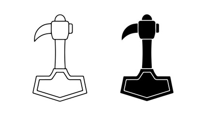 Two cartoon axes with simple black and white vector style