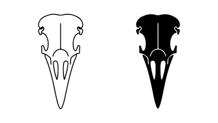 Minimalist Bird Skull Icon Outline and Silhouette Vector Design