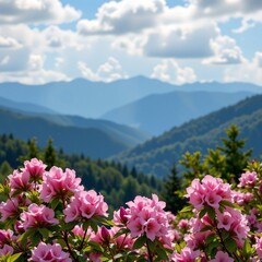 Vibrant Pink Flowers Scenic Mountain Wilderness