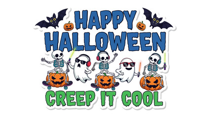 Halloween Delight: A festive scene brimming with the spirit of Halloween, featuring playful skeletons and ghosts.