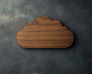 Minimalist login screen engraved in wood with cloud access icon