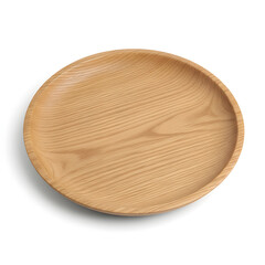 Round wooden plate with smooth surface and natural texture  