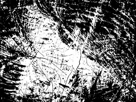 Background with black ink lines and spots. Overlay effect for graphic design artwork. Grunge texture. Dust, noise, scratches, grain.