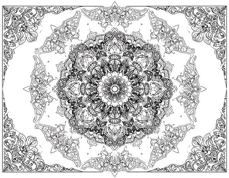 Ornate black and white mandala design