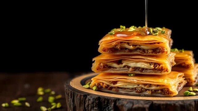 Crisp, caramel-glazed pastry sheets stacked with nuts and syrup define pure indulgence. This dessert captures elegance, balance, and authentic craftsmanship.