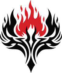 Tribal Flame Phoenix Fire Symbol Vector Design
