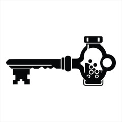 Creative vintage key with liquid filled bulb unique symbol of mystery and discovery