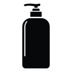 Simple black silhouette of a dispenser bottle for soap lotion or sanitizer