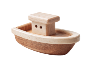 Small wooden toy boat