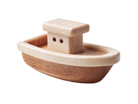 Small wooden toy boat