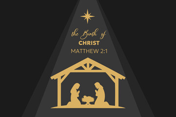 Nativity Bethlehem Silhouette featuring Mary, Joseph and  baby Jesus