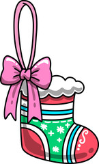 Christmas Stocking with Bow Illustration