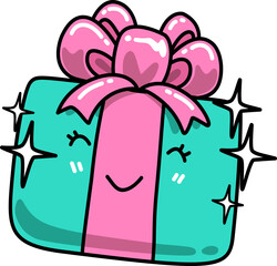 Cute Gift Box Illustration with Pink Bow