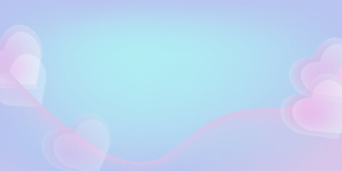 Delicate cute sweet 3D heart gradient.Abstract Happy Valentine's Day banner in y2k style.Greeting card.Candy colors.Vector stock illustration.