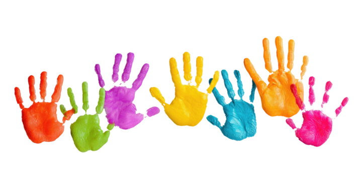 Colorful child's handprints