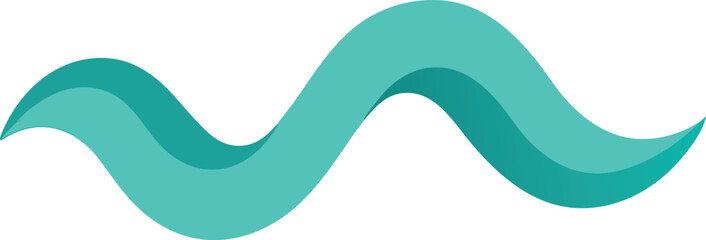 Abstract teal wave form with smooth curves and gradient colors