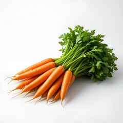 Bunch of carrots on a white background, ripe vegetables, a healthy eating concept.

