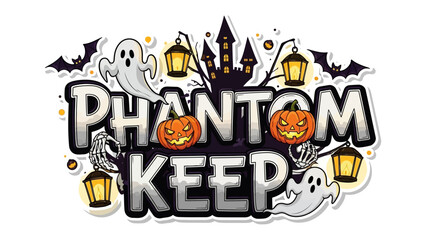 Phantom Keep's Halloween: A captivating Halloween-themed illustration depicts a spooky castle, glowing lanterns, cheerful pumpkins, and whimsical ghosts, celebrating the spirit of the season.