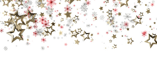 Festive background featuring falling gold stars and snowflakes. Perfect for Christmas, New Year, celebrations, or holiday designs, with a touch