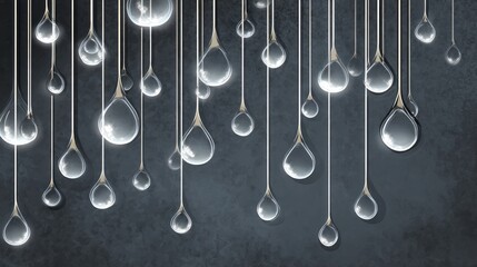 Abstract water droplets illustration on dark background for design