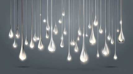 Abstract illustration of hanging light fixtures against a dark background