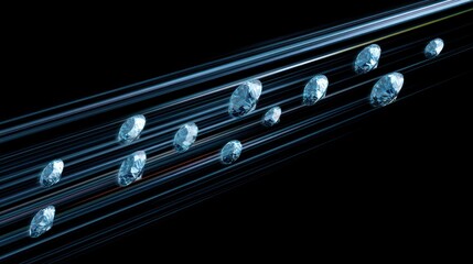 Abstract composition of floating gems on a dark background vector design