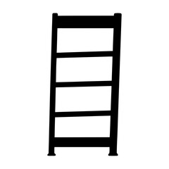 Vector art of black silhouette of a fourtier shelf, perfect for organizing and displaying items in any room or space