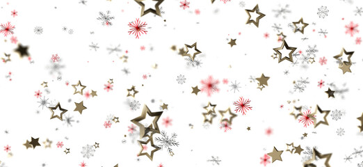 Beautiful background of falling gold stars and snowflakes, perfect for Christmas, New Year, or any festive celebration. Ideal for seasonal desig