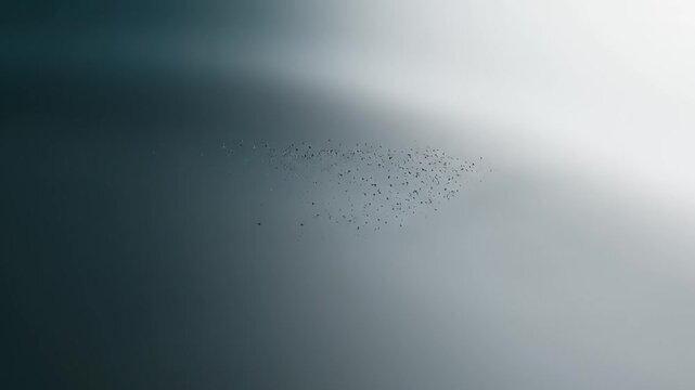 Dynamic Abstract Particle Flow Forming Arrow Shape on Gradient Background for Technology and Data Concepts