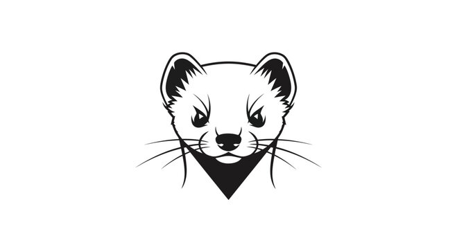 Black and white stoat or weasel head logo animal wildlife