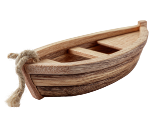 Small wooden boat with rope