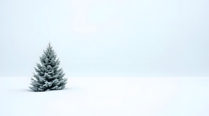 Christmas tree in the snow in winter.