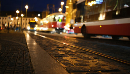 Night Traffic On A City Road