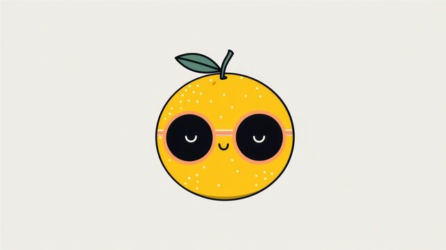Cartoon orange character with sunglasses on white background