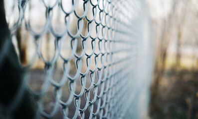 Chain-Link Fence In Morning Frost
