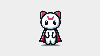Cartoon cat superhero illustration on white background for various applications