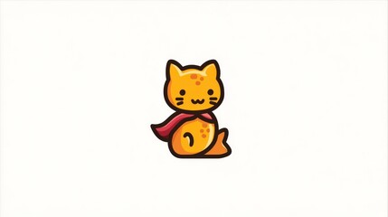Fototapeta premium Cartoon cat mascot illustration superhero costume isolated white background