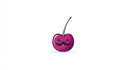Obraz premium Cartoon cherry with mustache isolated on white background