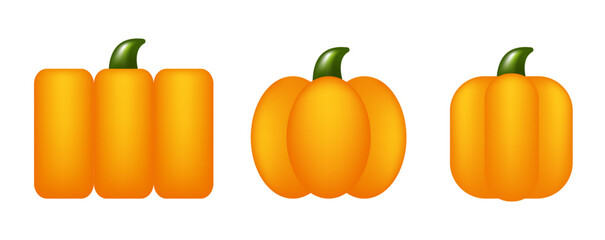 Pumpkin set. Vector illustration isolated on white background.